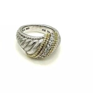 Judith Ripka sterling silver gold CZ dome ring
